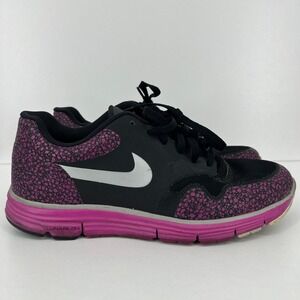 Nike Lunarlon Womens Running Shoes Black Pink Pebble Print 525327-011 Size 9